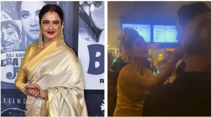 Emotional Rekha hugs Amitabh Bachchan's grandson Agastya Nanda at RK Film Festival. Watch